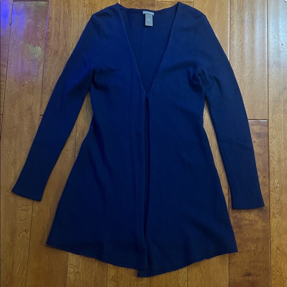 Ann Taylor Navy Blue Open-Front Long Sleeve Cardigan